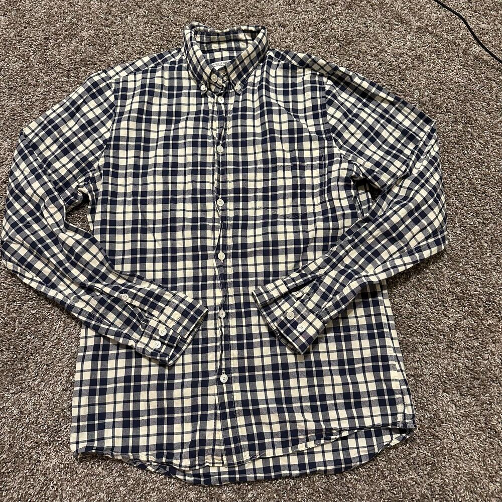CUISSE DE GRENOUILLE Men's Plaid Shirt Size S In Navy/White